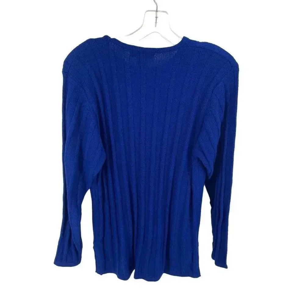 Casual Corner vintage Knit Long Sleeve Pullover Sweater Royal Blue Size Medium